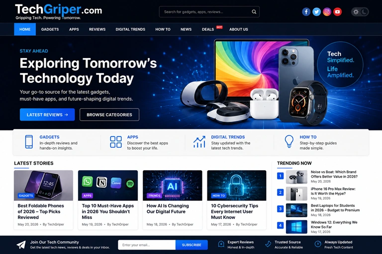 TechGriper com technology website covering gadgets apps and digital trends